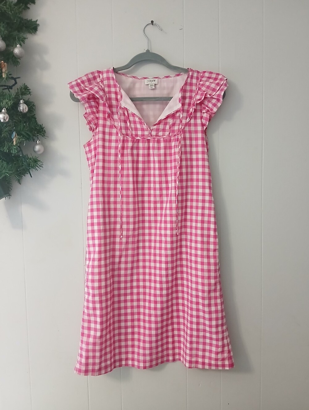 J. Crew Pink and White Gingham Mini Dress